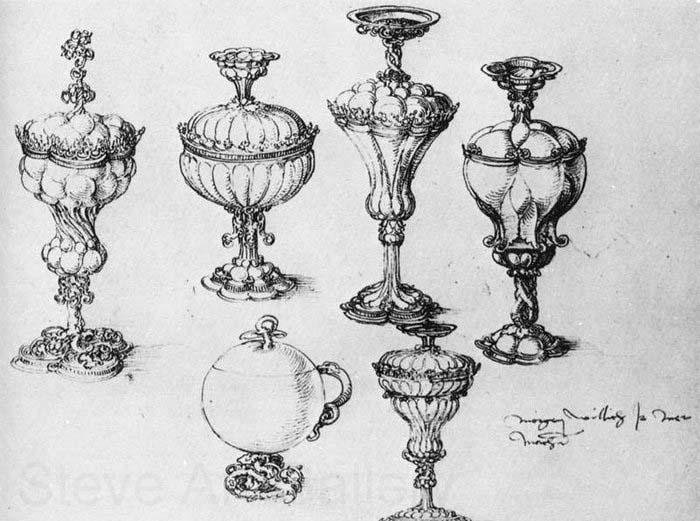 Albrecht Durer Six Goblets - Pen